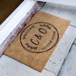 Personalized Welcome To Our Home With Initials Door Mat - Couples Gifts Housewarming Gift Newly Weds Decor Custom Coir Doormat - thumbnail 2
