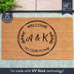 Personalized Welcome To Our Home With Initials Door Mat - Couples Gifts Housewarming Gift Newly Weds Decor Custom Coir Doormat - thumbnail 1