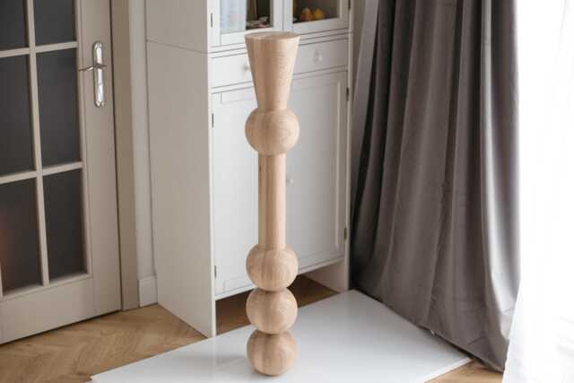 Tall Unfinished Wood Table Leg Handmade Turned Furniture Foot, 1100mm - image 1