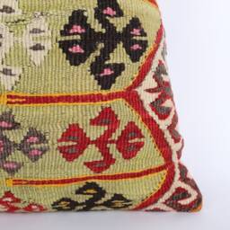 Vintage Turkish Kilim Pillow Cover 16'' Wool Throw - thumbnail 2