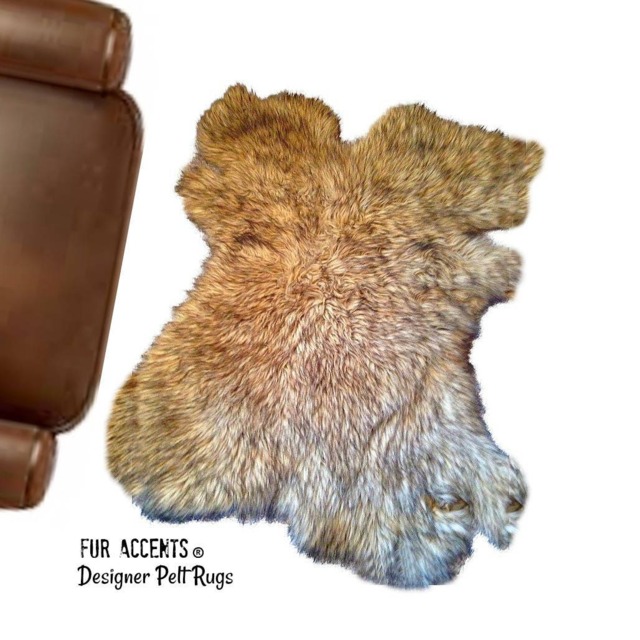 Faux Fur Area Rug - Desert Fox Brown, Pelt Shape, Handmade in Usa - image 1