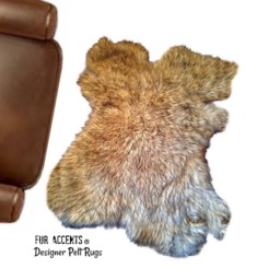 Faux Fur Area Rug - Desert Fox Brown, Pelt Shape, Handmade in Usa - thumbnail 1