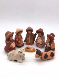 Peruvian Handmade Pottery Nativity Set 8 Christmas Decor, Clay Folk Art Creche, Gift, Child Born(2.5 - thumbnail 1
