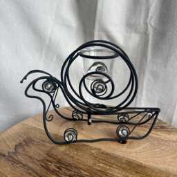 Metal Snail Black Candle Tea Light Holder Industrial Style Home Decor - thumbnail 2