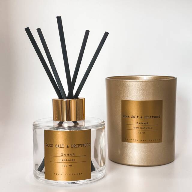 Luxury Gold Candle & Reed Diffuser Gift Set - Highly Scented Natural Wax - image 1