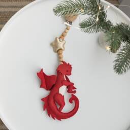 Dragon Stroller Mobile, Toy, Red Lanyard, Pram Toy, Baby Rattles, Pram Decor, Accessory, Unisex Baby Gift - thumbnail 2