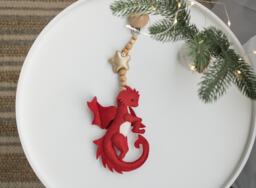 Dragon Stroller Mobile, Toy, Red Lanyard, Pram Toy, Baby Rattles, Pram Decor, Accessory, Unisex Baby Gift - thumbnail 1