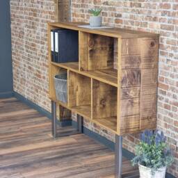 Rustic Bookcase Handmade Industrial Style Bookshelf Storage Unit Cabinet-Lincoln - thumbnail 3