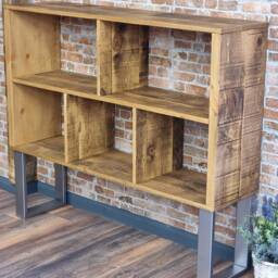 Rustic Bookcase Handmade Industrial Style Bookshelf Storage Unit Cabinet-Lincoln - thumbnail 2