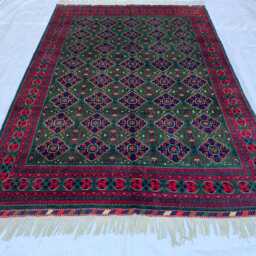10x12Ft Large Hand-Knotted Afghan Wool Rug Tribal Geometric Design, Living Room Rug, Persian Style - thumbnail 2