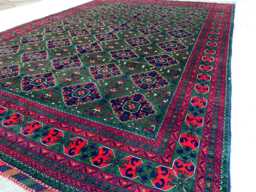 10x12Ft Large Hand-Knotted Afghan Wool Rug Tribal Geometric Design, Living Room Rug, Persian Style - thumbnail 1