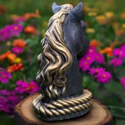 Large Black Horse Sculpture Concrete Figurine Stone Head Ornament Horse Lover Gift Garden & Home Decoration Farmhouse Statue - thumbnail 4