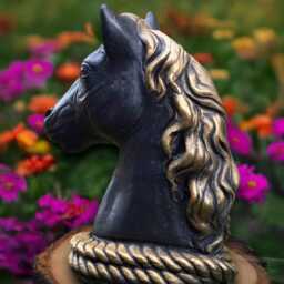 Large Black Horse Sculpture Concrete Figurine Stone Head Ornament Horse Lover Gift Garden & Home Decoration Farmhouse Statue - thumbnail 2