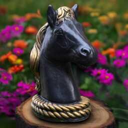 Large Black Horse Sculpture Concrete Figurine Stone Head Ornament Horse Lover Gift Garden & Home Decoration Farmhouse Statue - thumbnail 3