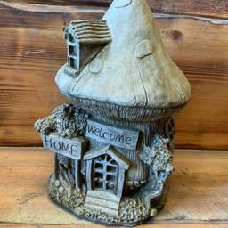 stone Garden Mushroom Fairy Leaf House Ornament Gift - thumbnail 2