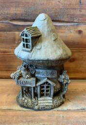 stone Garden Mushroom Fairy Leaf House Ornament Gift - thumbnail 1