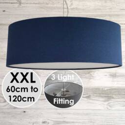 Extra Large Blue Ceiling Light - Oversized Drum Pendant 60-120cm - Modern Statement Lighting
