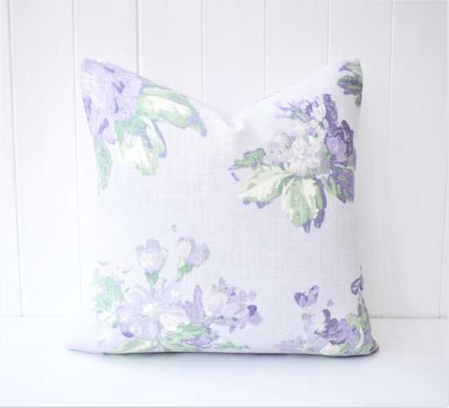 Laura Ashley Purple Floral Cushion Handmade Violetta On Both Sides 16 - image 1
