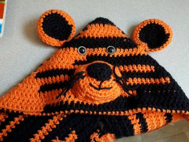 Crocheted Hooded Tiger Baby Blanket - image 1