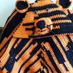 Crocheted Hooded Tiger Baby Blanket - thumbnail 4