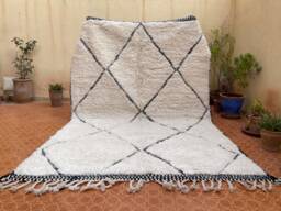 Handmade White Berber Rug Moroccan Wool Area Rug - thumbnail 1
