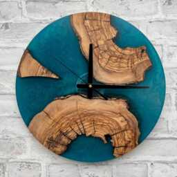 Frameless Wave Wall Clock, Silent Epoxy Resin Clock For With Live Edge Wood & Tide, Beach Style, Ocean Coastal Home Decor - thumbnail 2