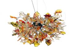 Large Floral Chandelier Champagne Resin Flowers & Leaves Lighting