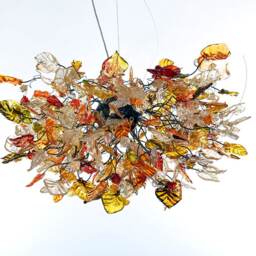 Large Floral Chandelier Champagne Resin Flowers & Leaves Lighting - thumbnail 2