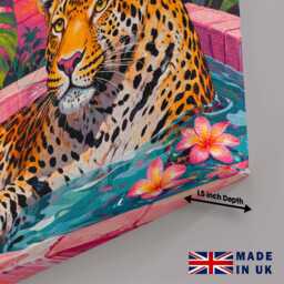 Leopard in Bathtub Wall Hanging Canvas Art Tropical Floral Abstract Luxury Aesthetic Teen Girls Bedroom Cool Jungle Animal Modern Decor Gift - thumbnail 2