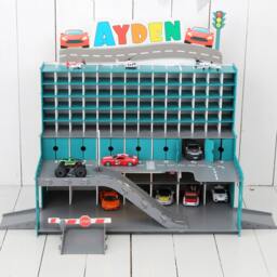 Handmade Wooden Toy Garage Eco-Friendly Playset With Ramps - thumbnail 3