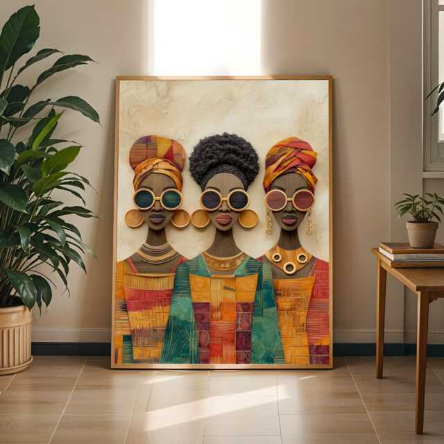 Black Women Art Print, Afrocentric Fashion, Bold Home Decor - Poster Only - image 1