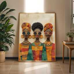Black Women Art Print, Afrocentric Fashion, Bold Home Decor - Poster Only - thumbnail 1