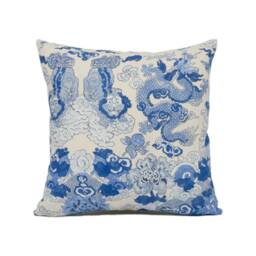 Schumacher - Magic Mountain Dragon Porcelain Fantastical Exotic Statement Cushion Cover Handmade Throw Pillow Designer Home D??cor - thumbnail 2