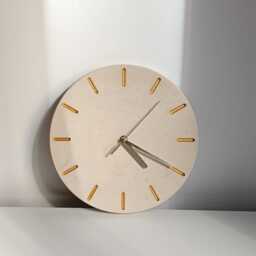 Handmade Limestone Wall Clock Silent Minimalist Design With Gold Accents - thumbnail 4