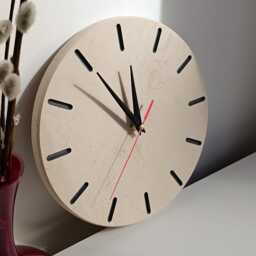 Handmade Limestone Wall Clock Silent Minimalist Design With Gold Accents - thumbnail 2
