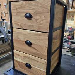 Oak Chest Of Drawers With Industrial Metal Frame. Handmade Rustic Office Storage, Solid Hardwood Furniture, Bathroom Caddy, Bedroom Organizer - thumbnail 3