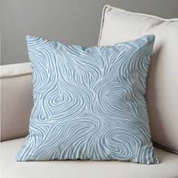 Light Blue Abstract Wave Throw Pillow Cover, Soft Line Art Cushion Case For Sofa Or Bed, Modern Minimalist Home Decor Accent - thumbnail 4