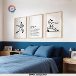 Minimalist Kung Fu Print Set - 3 Prints - Wall Art Gifts Boxing Gift Definition Martial Arts Poster Decor Boys Bedroom Artwork - thumbnail 1