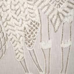 Peach Linen Fox Pillow Cover, Wool & Gold Zari Embroidery, Bohemian Accent Bmcc203 - thumbnail 4