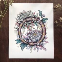 Ouroboros Open Edition - 8 X 10 Fine Art Print Ancient Symbolism Painting - thumbnail 2