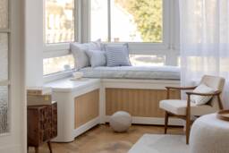 Bench Cushion, Window Seat Stripe Bench Cushion , Mudroom Seat Cushion, Reading Nook French - thumbnail 1