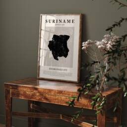 Abstract Suriname Map Vintage Wall Art Print Picasso + Matisse Inspired Travel Poster - thumbnail 1