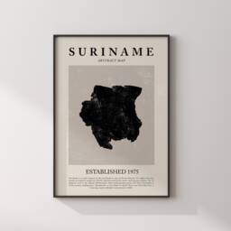Abstract Suriname Map Vintage Wall Art Print Picasso + Matisse Inspired Travel Poster - thumbnail 2