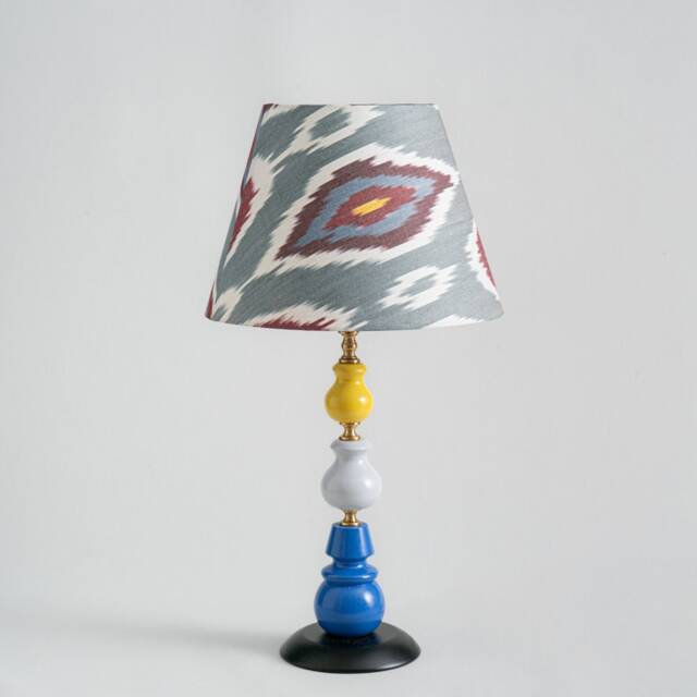 Lampshade, Coton Ikat Handmade Lamp, Blue Lampshade - image 1