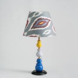 Lampshade, Coton Ikat Handmade Lamp, Blue Lampshade - thumbnail 1