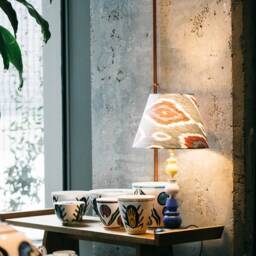 Lampshade, Coton Ikat Handmade Lamp, Blue Lampshade - thumbnail 4
