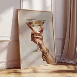 Chic Martini Glass Poster - Glam Wall Art With Hand Holding Cocktail, Fashion Bar Decor, Modern Champagne Print For Kitchen Or Lounge - thumbnail 3