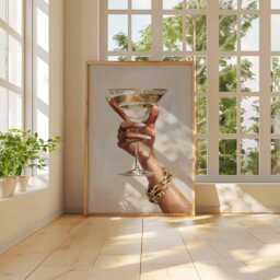 Chic Martini Glass Poster - Glam Wall Art With Hand Holding Cocktail, Fashion Bar Decor, Modern Champagne Print For Kitchen Or Lounge - thumbnail 2