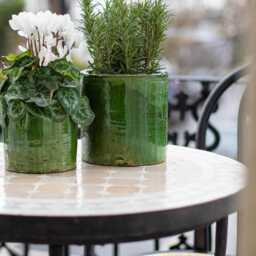 Mid-Season Sale Moroccan Zellige Tiled Table, Mozaic Handmade Garden Terrace Wrought Iron Legs - thumbnail 3