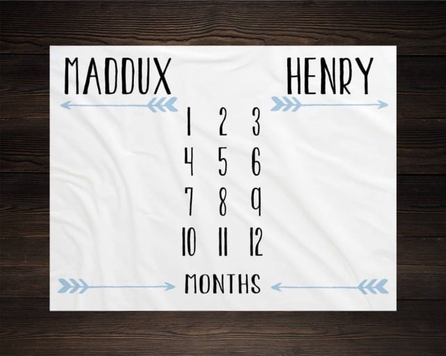 Twin Baby Milestone Blanket Month Growth Tracker Fleece Shower Newborn Gift Minky Boy Girl - image 1